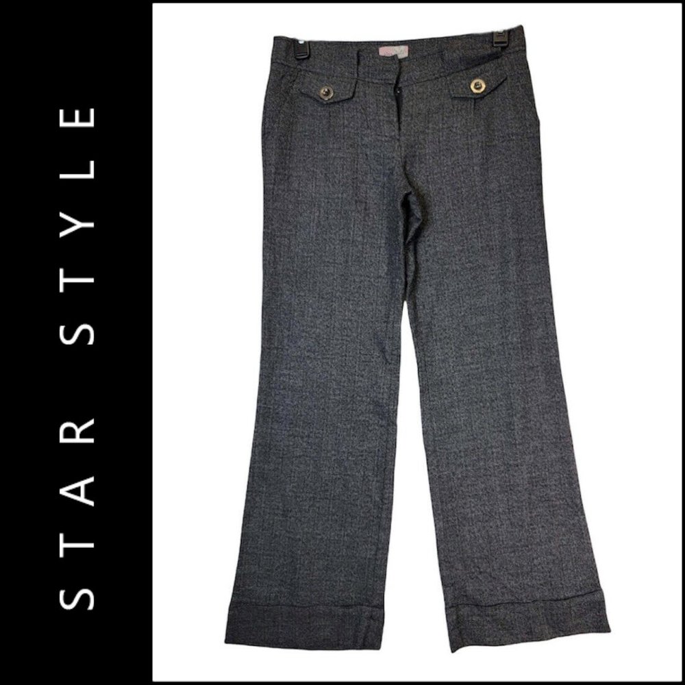 Star Style Women Cuff  Hem Gray Pants Wide Leg Juniors Size 9